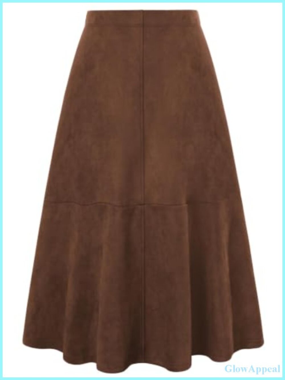 Faux Suede High Waist Midi Skirt A-Line Stretch Fall Winter